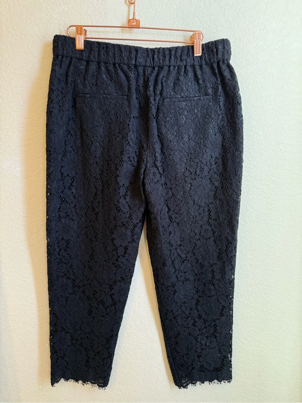 J. Crew Cropped Black Lace Pants with Pockets!